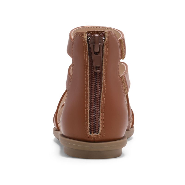 Girls Strappy Gladiator Flat Sandals - BROWN - 5